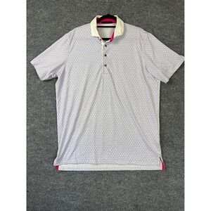 Greyson Golf Polo Shirt Mens Large Purple White Geometric Wolf Logo Performance